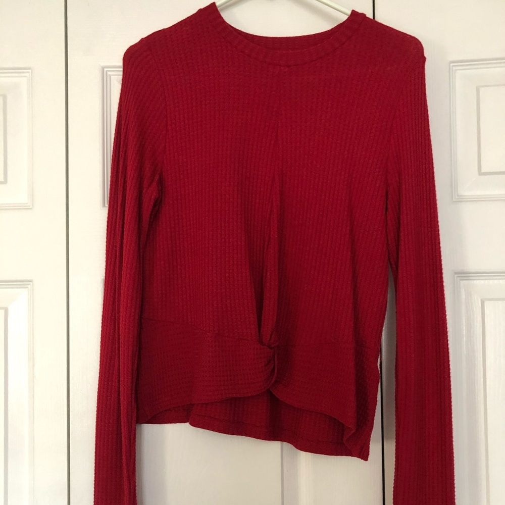 Topshop Red Twist Top